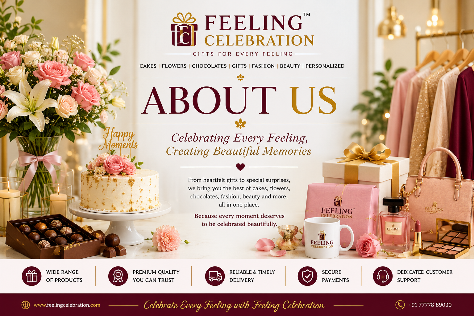 About Us – Feeling Celebration online cakes flowers gifts fashion and beauty store