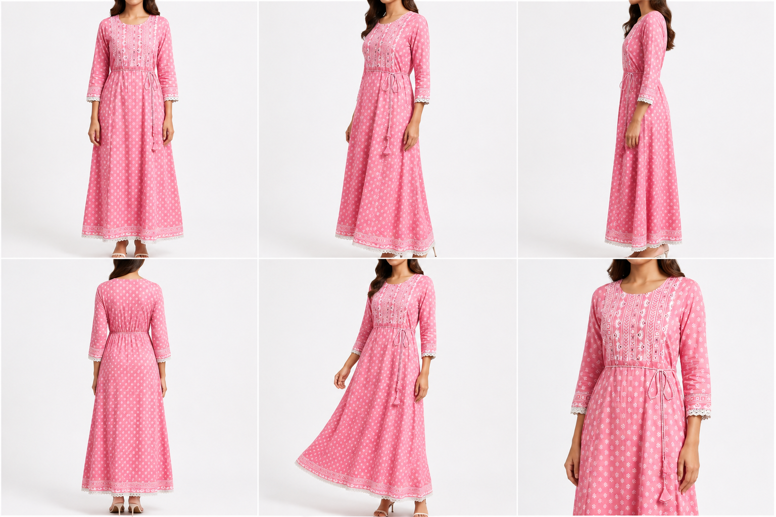 Women’s Pink Printed Flared Maxi Dress - Image 2