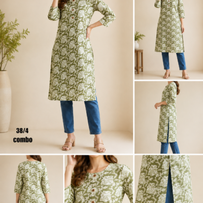 Women’s Green Floral Printed Kurti | Feeling Celebration