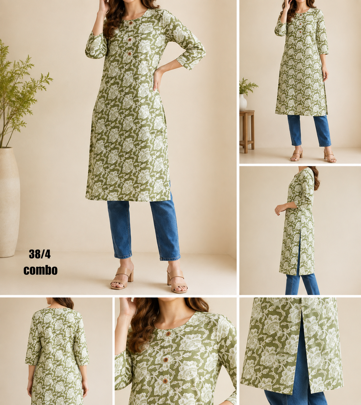 Women’s Green Floral Printed Kurti | Feeling Celebration