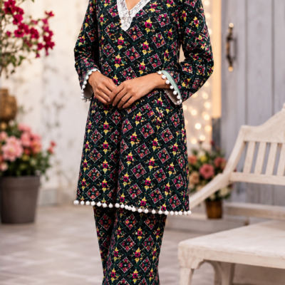 Black Printed Kurta Pant Set for Women | Feeling Celebration