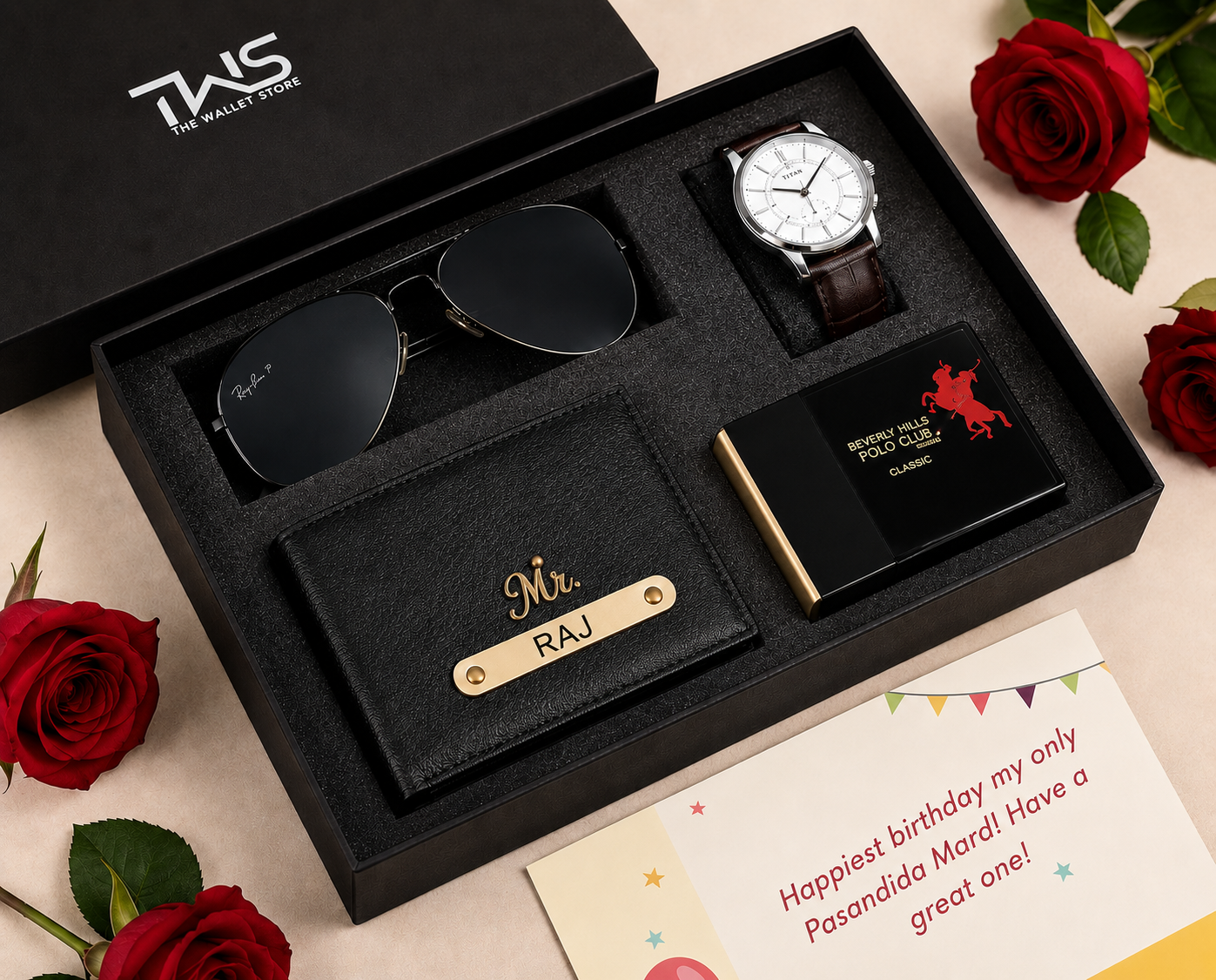 Personalized Men’s Luxury Gift Set with Watch, Wallet & Sunglasses | Feeling Celebration