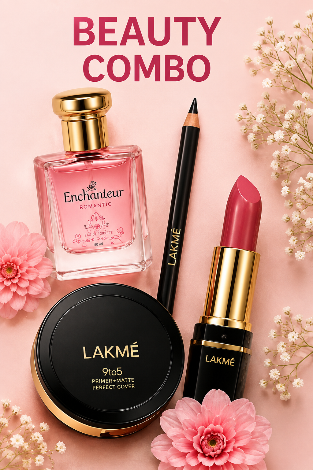 Beauty Combo Gift Set – Perfume, Lipstick, Kajal & Compact | Feeling Celebration