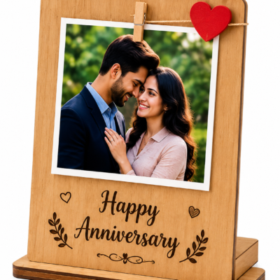 Personalized Wooden Photo Frame – Happy Anniversary | Feeling Celebration