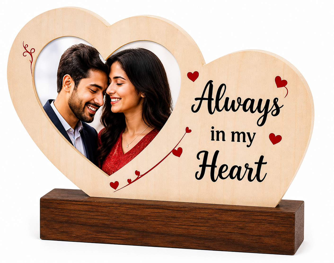 Personalized Heart Wooden Photo Frame – Always in My Heart | Feeling Celebration