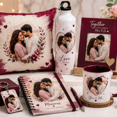 Personalized Romantic Gift Combo – Burgundy & Pink | Feeling Celebration