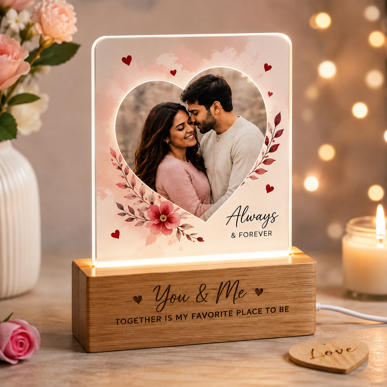 Personalized Acrylic Photo LED Lamp – You & Me | Feeling Celebration