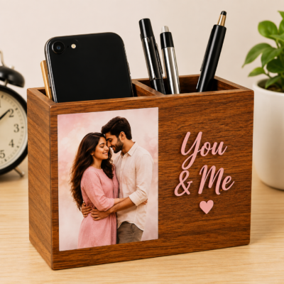 Personalized Wooden Desk Organizer – You & Me | Feeling Celebration