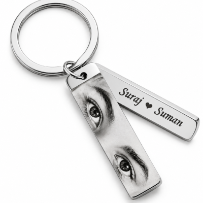 Personalized Couple Photo Engraved Metal Keychain | Suraj ❤️ Suman | Feeling Celebration