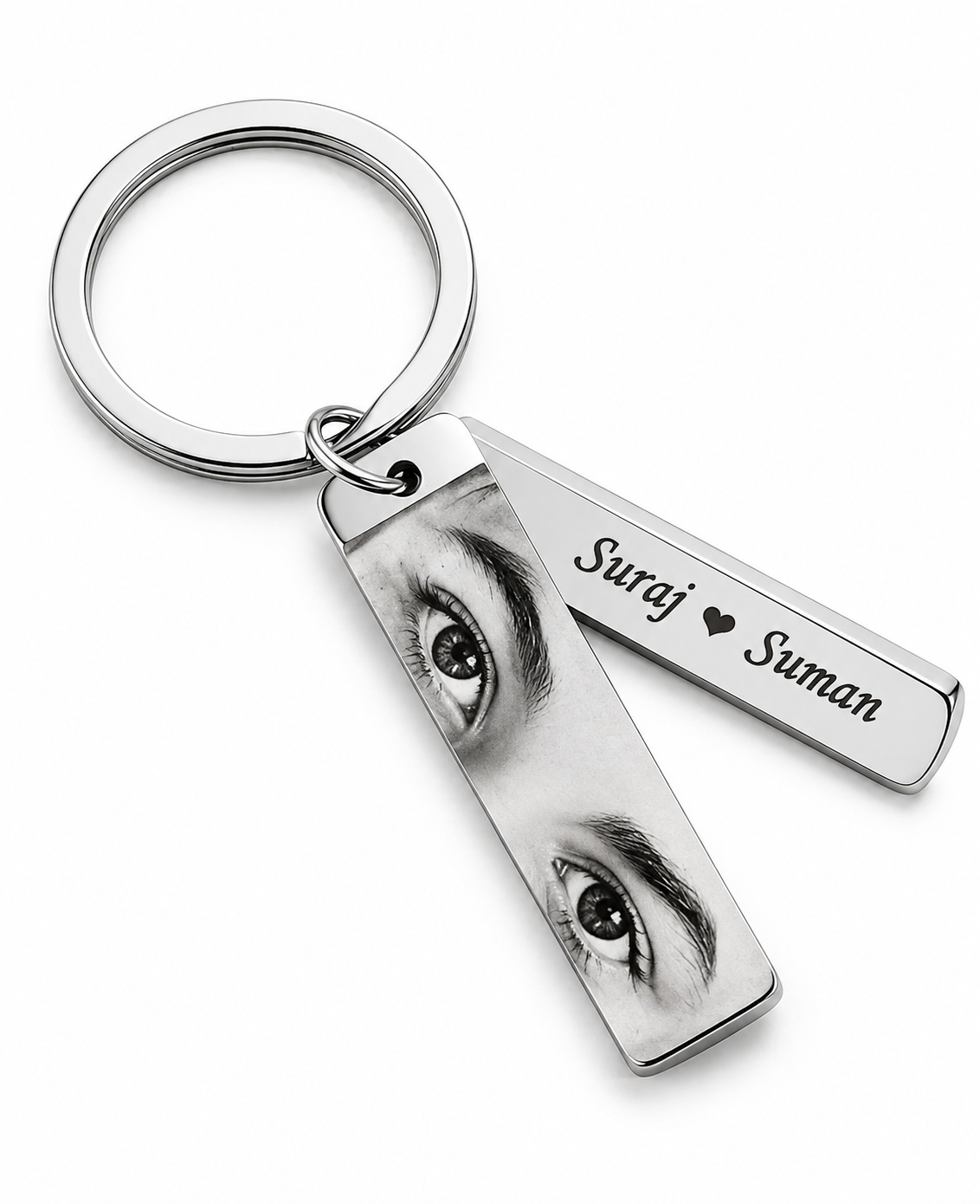 Personalized Couple Photo Engraved Metal Keychain | Suraj ❤️ Suman | Feeling Celebration