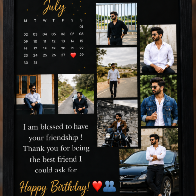 Feeling Celebration Personalized Birthday Photo Frame with Calendar | Custom Friendship Gift