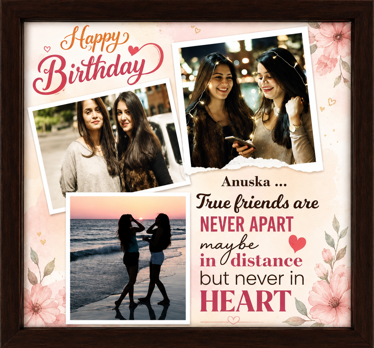 Feeling Celebration Personalized Friendship Photo Frame | Happy Birthday Custom Collage Gift