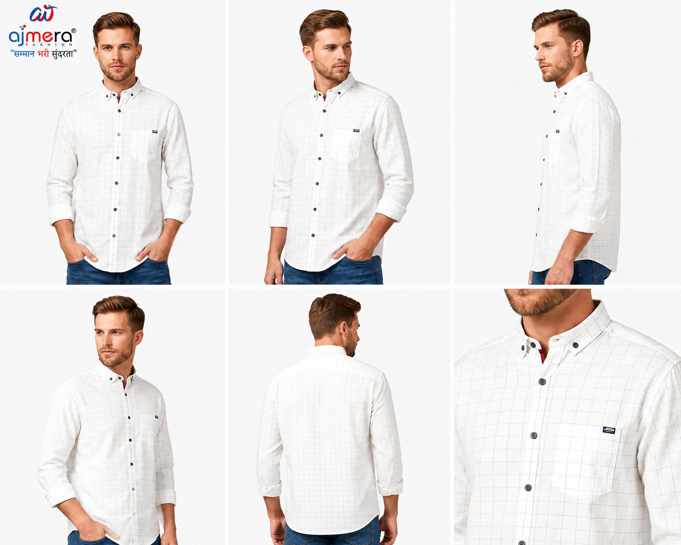 Ajmera Fashion Men's White Checked Casual Shirt - Image 2