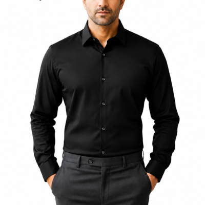 Ajmera Fashion Men's Solid Black Formal Shirt