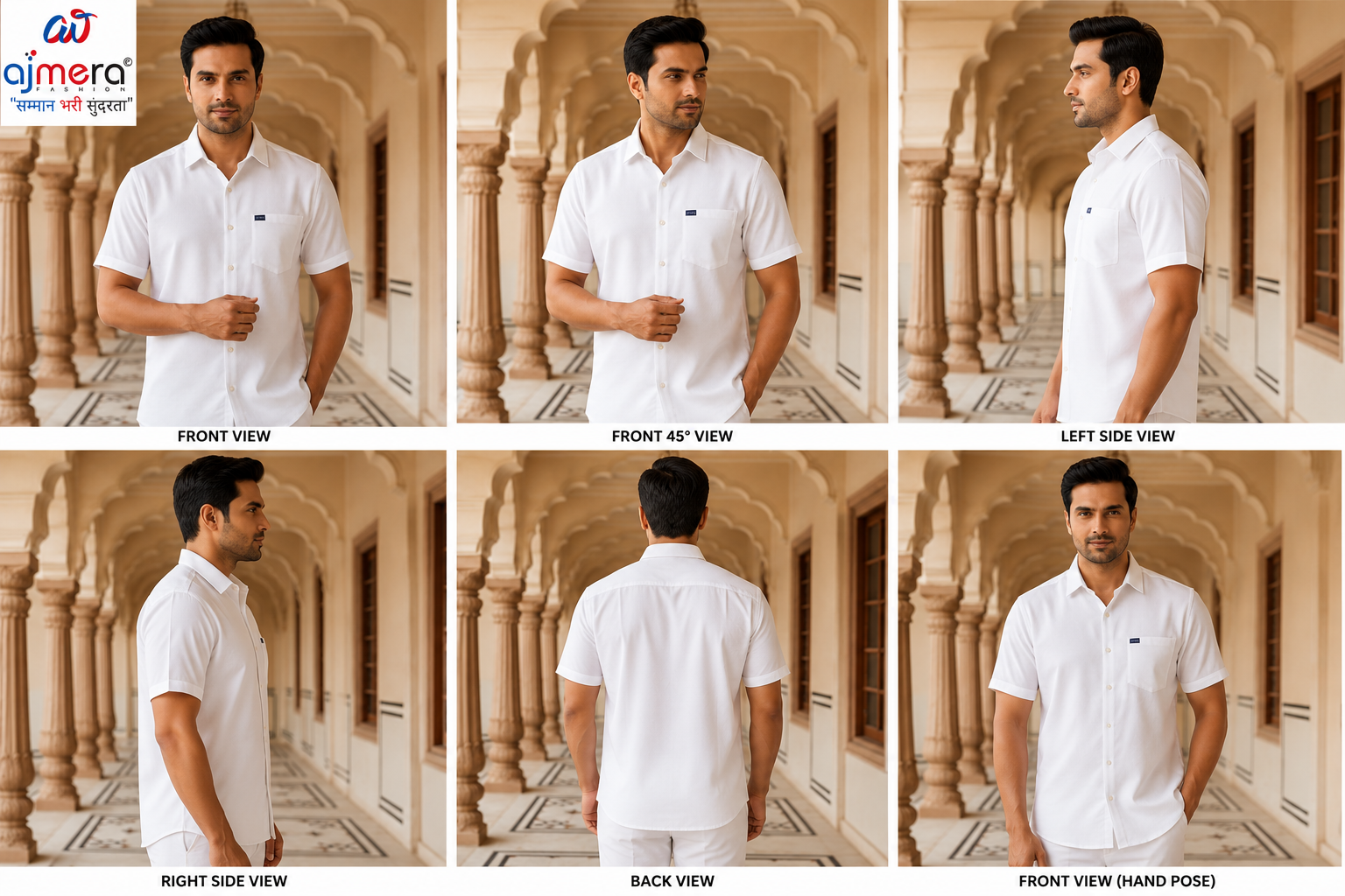 Ajmera Men's Premium White Half Sleeve Cotton Casual Shirt - Image 2