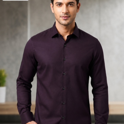 Ajmera Men's Premium Dark Maroon Full Sleeve Cotton Formal Shirt