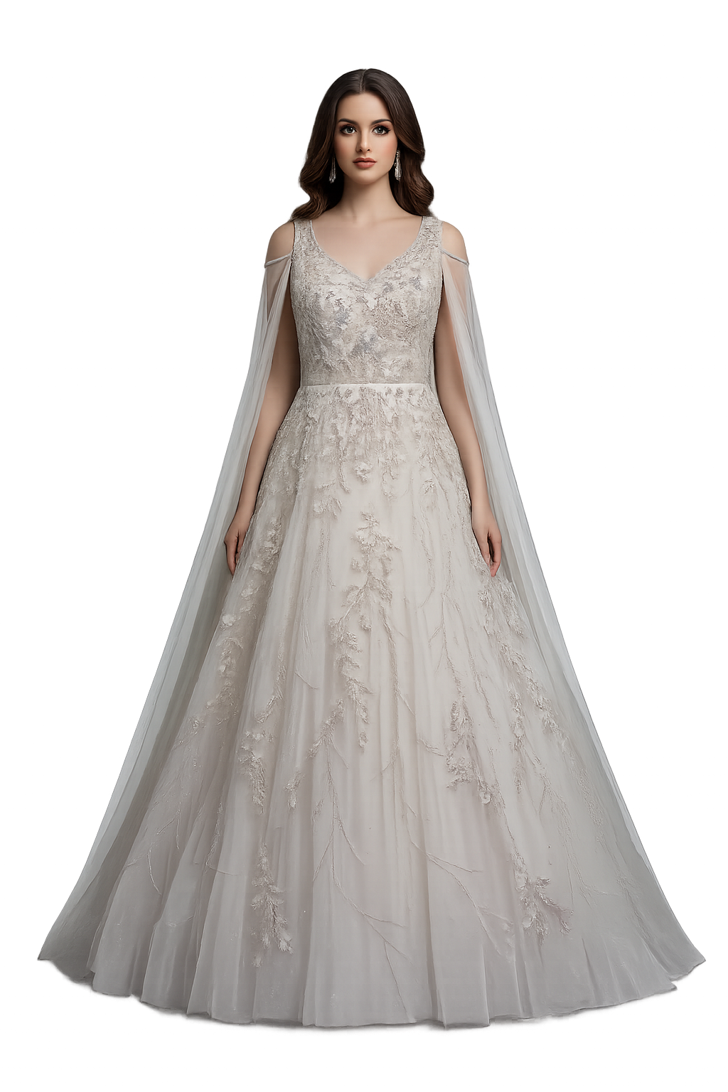 Ivory & Lavender Luxury Embroidered Princess Gown - Image 2