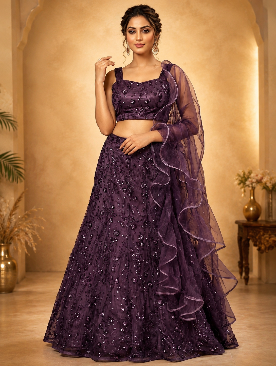 Deep Plum Designer Lehenga Choli