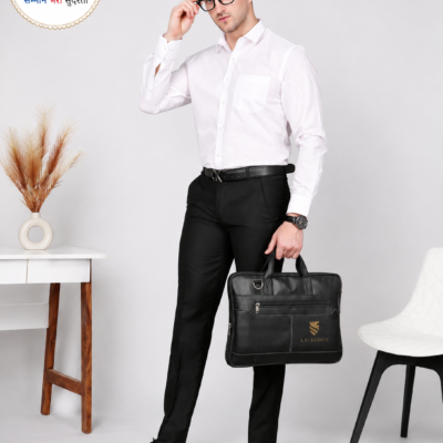 Ajmera Fashion Men's White Self Stripe Cotton Blend Formal Shirt