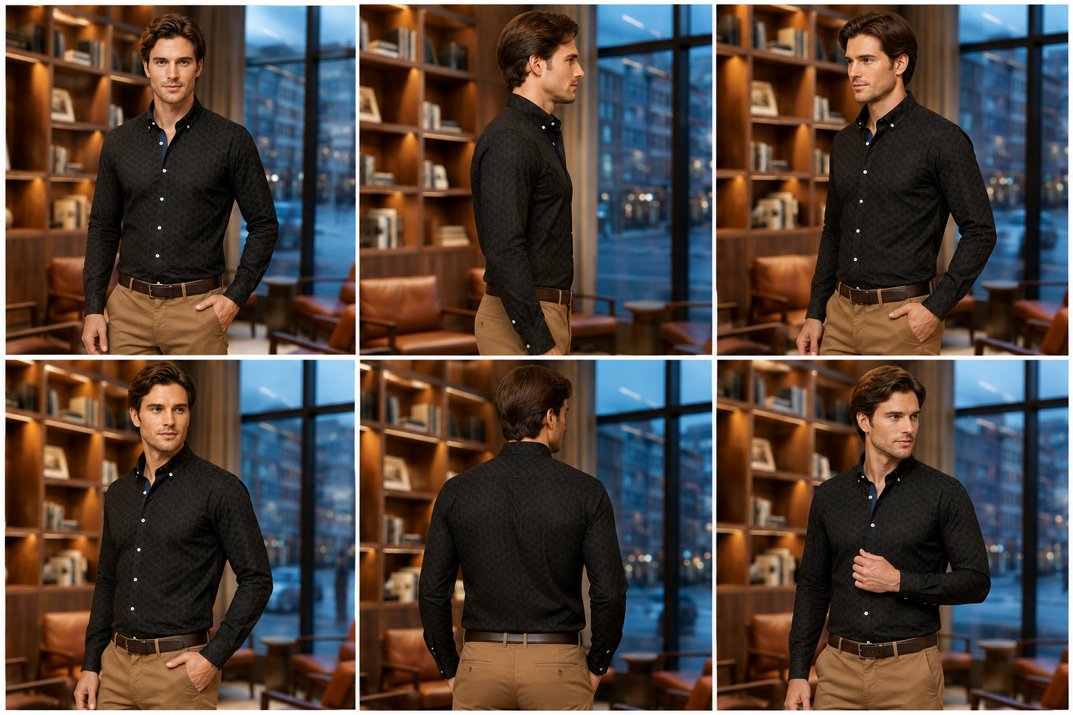 Ajmera Fashion Men's Black Textured Casual Formal Shirt - Image 2