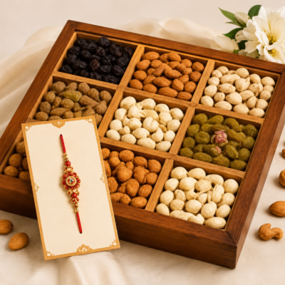 Premium Assorted Dry Fruits Box with Designer Rakhi Gift Combo
