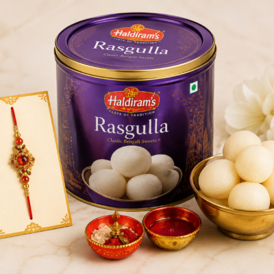 Haldiram’s Rasgulla with Designer Rakhi Gift Combo