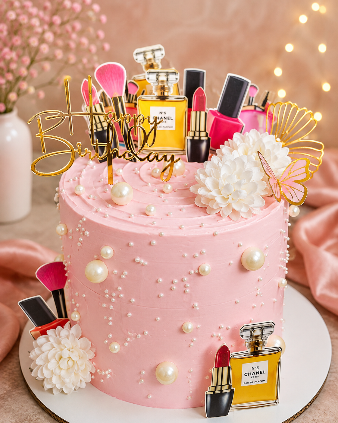 Luxury Makeup Theme Birthday Cake