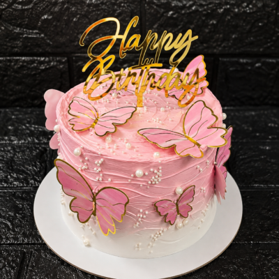 Pink Butterfly Birthday Cake