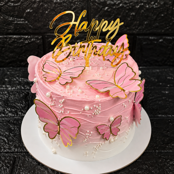 Pink Butterfly Birthday Cake