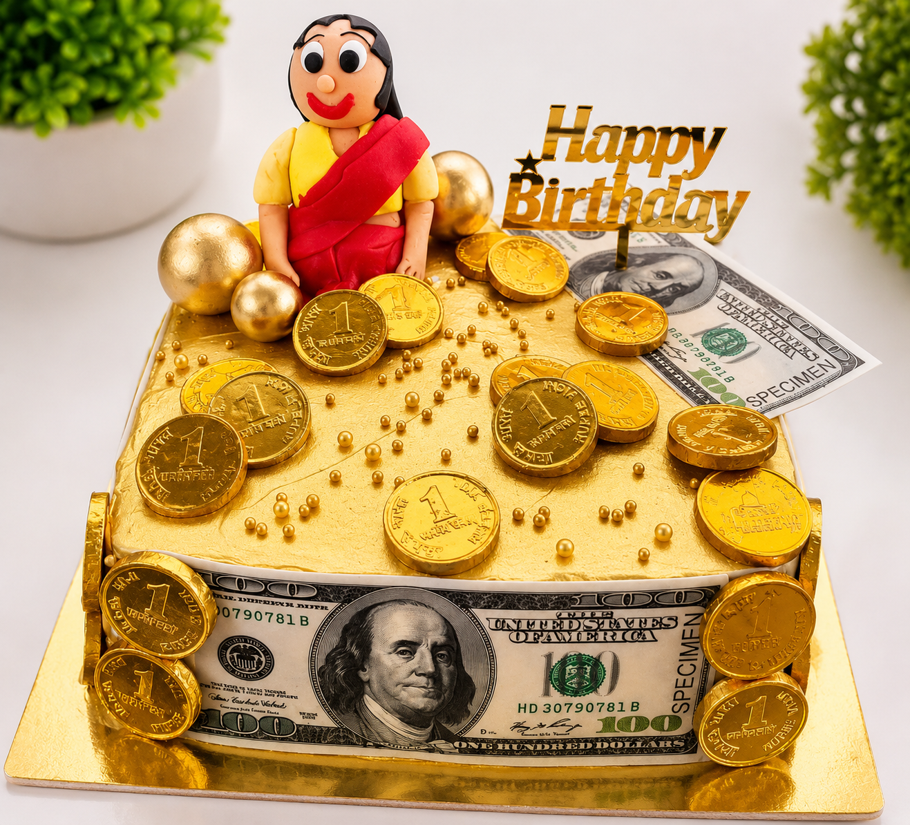 Money Theme Birthday Cake for Mom