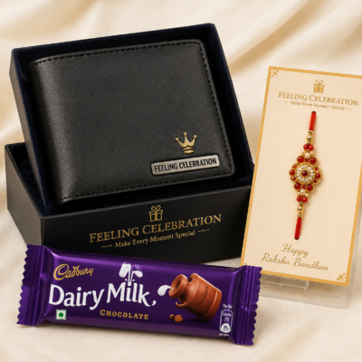 Feeling Celebration Premium Wallet Rakhi Gift Hamper with Dairy Milk