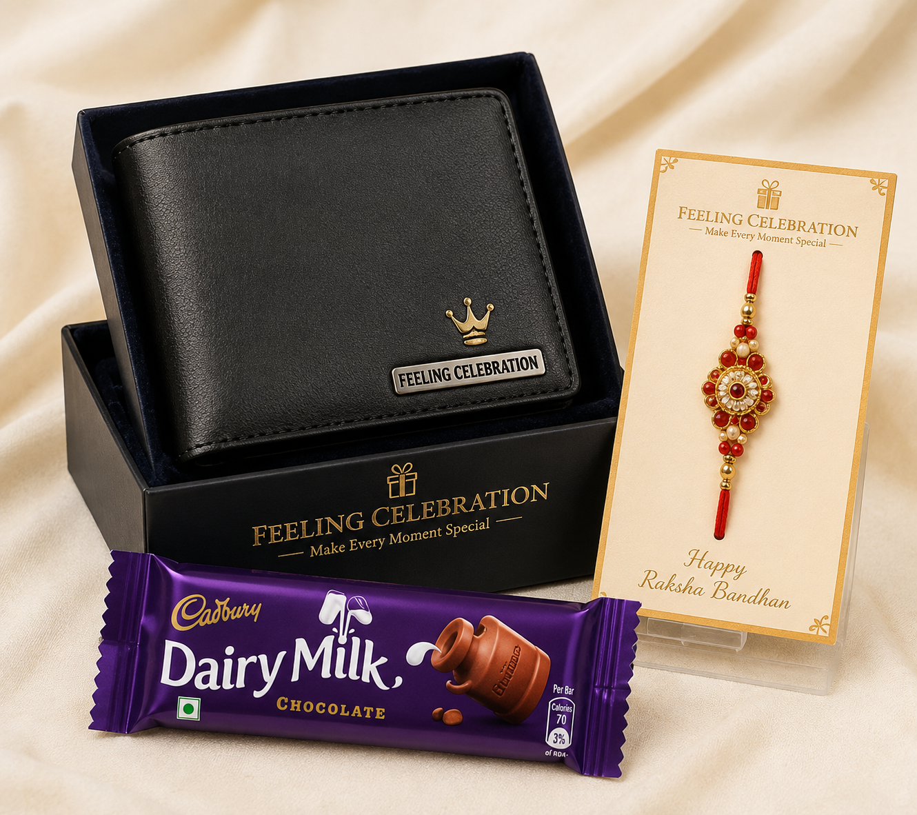 Feeling Celebration Premium Wallet Rakhi Gift Hamper with Dairy Milk