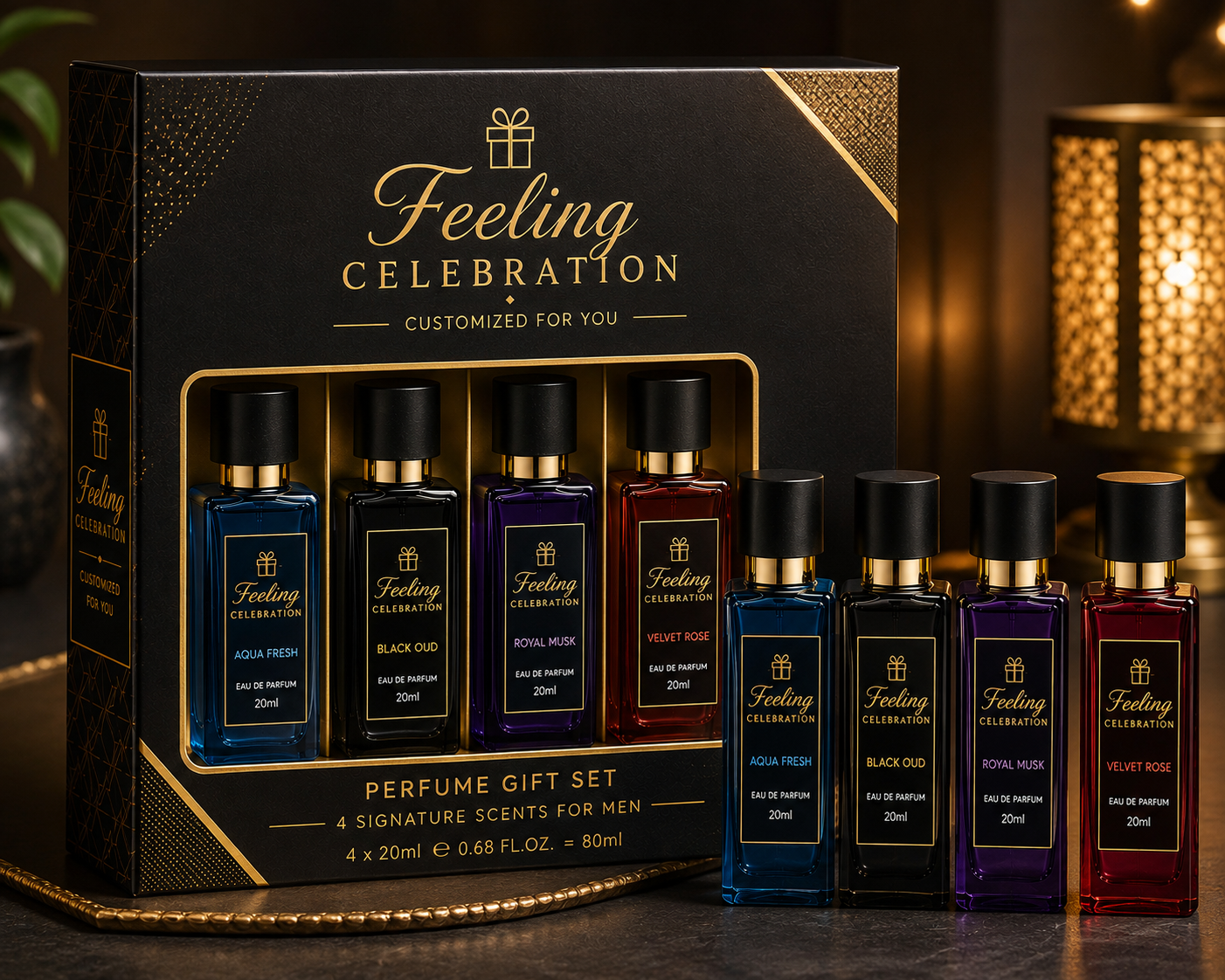 Feeling Celebration Perfume Gift Set for Men – 4 × 20ml | 4 Signature Fragranc