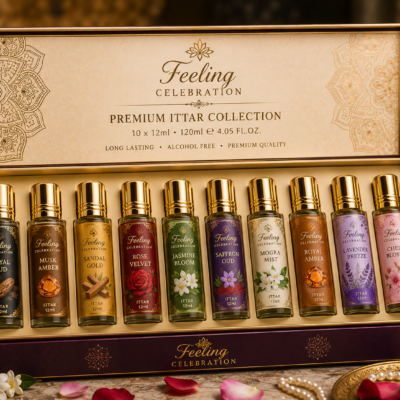 Feeling Celebration Premium Ittar Gift Set – 10 × 12ml | 10 Signature Fragrances