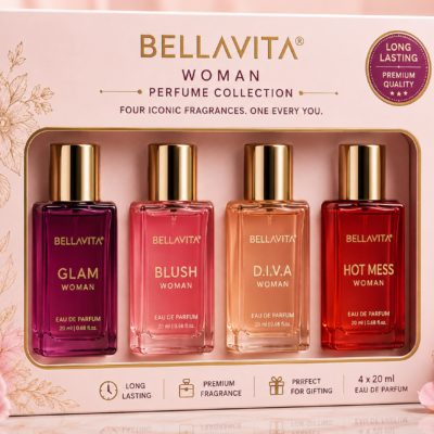 BellaVita Women’s Perfume Gift Set – 4 × 20ml | GLAM, BLUSH, D.I.V.A & HOT MESS