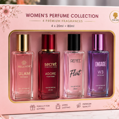 Women’s Premium Perfume Gift Set – 4 × 20ml | Bella Vita, Secret Temptation, RENEE & Engage