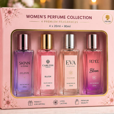 Women’s Premium Mixed Brand Perfume Gift Set – 4 × 20ml | SKINN, Carlton London, EVA & RENEE