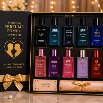 Premium 10 Perfume Gift Hamper for Men & Women – 10 × 20ml | His & Her Fragrance Collection