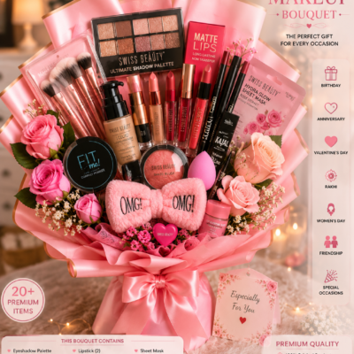 Luxury Premium Makeup Gift Bouquet – 20+ Makeup & Beauty Items | Gift for Her