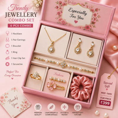 Trendy Artificial Jewellery Combo Set – 6 Pcs | Stylish Gift Set for Her