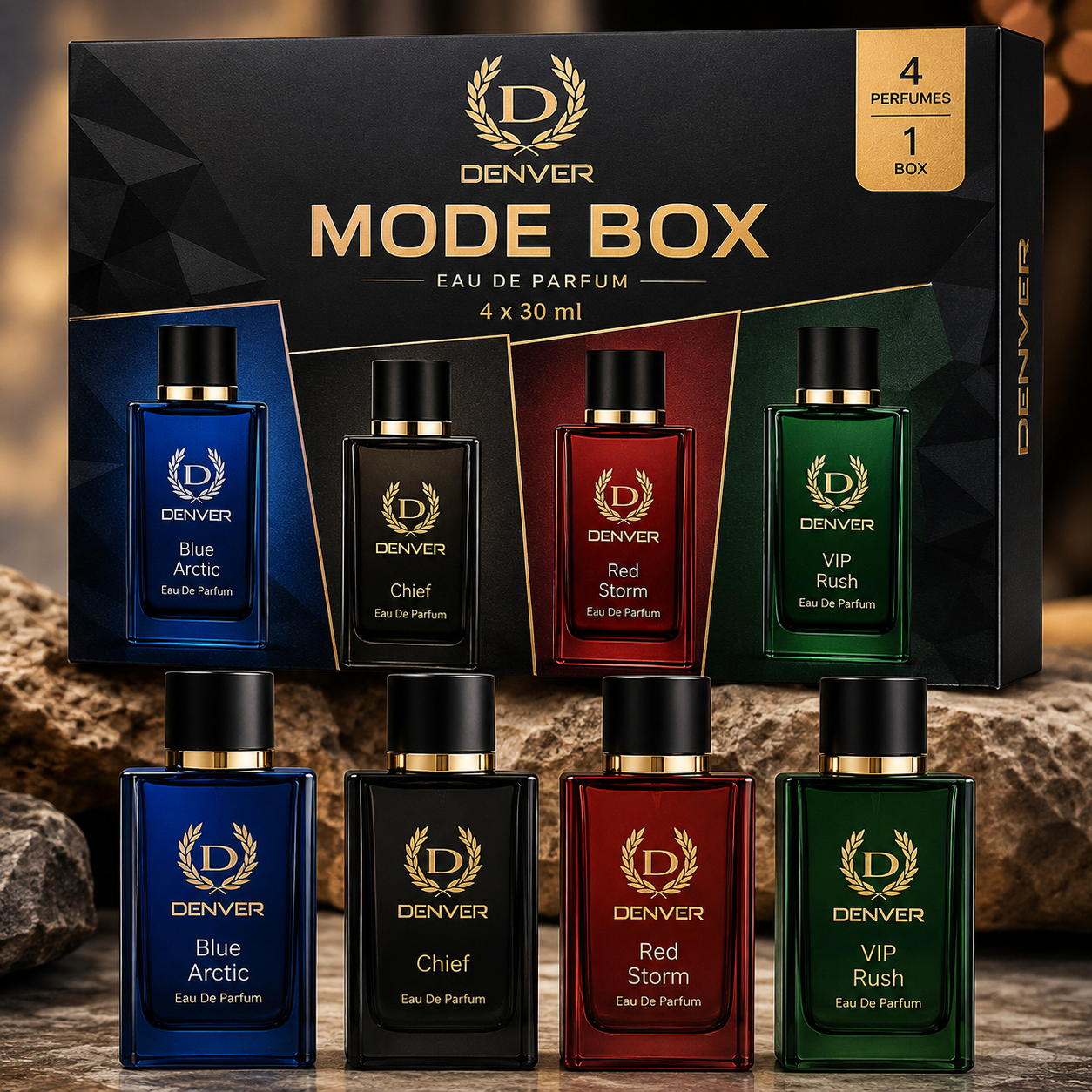 Denver Mode Box Eau De Parfum Combo for Men – Pack of 4 (30ml Each)