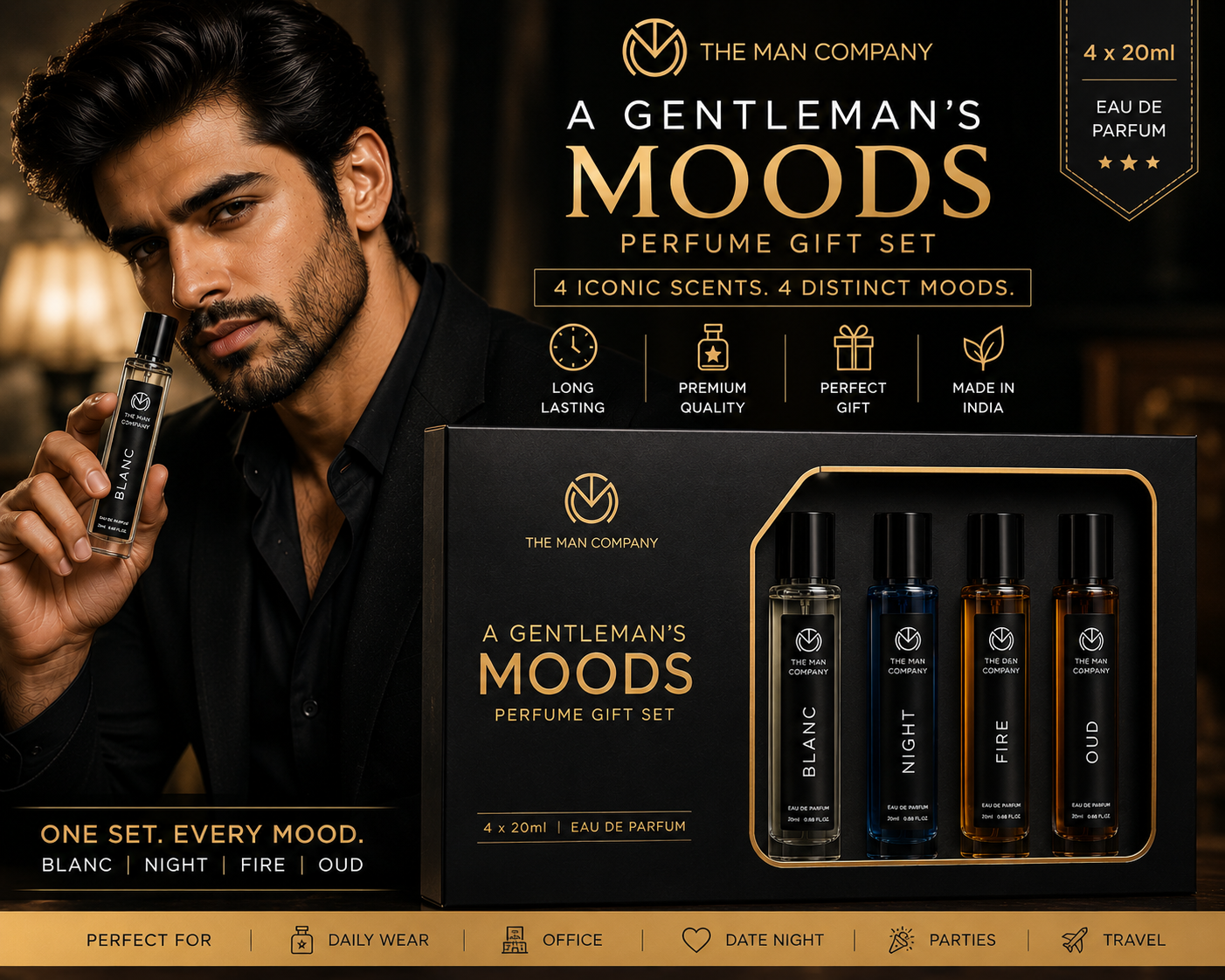The Man Company A Gentleman’s Moods Perfume Gift Set for Men – 4 × 20ml - Image 2