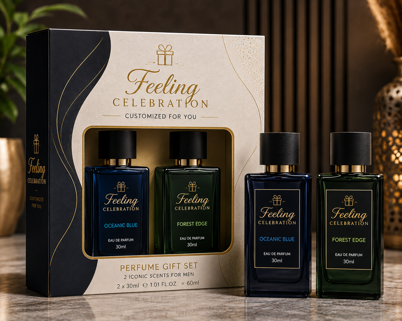 Feeling Celebration Perfume Gift Set for Men – Oceanic Blue & Forest Edge – 2 × 30ml