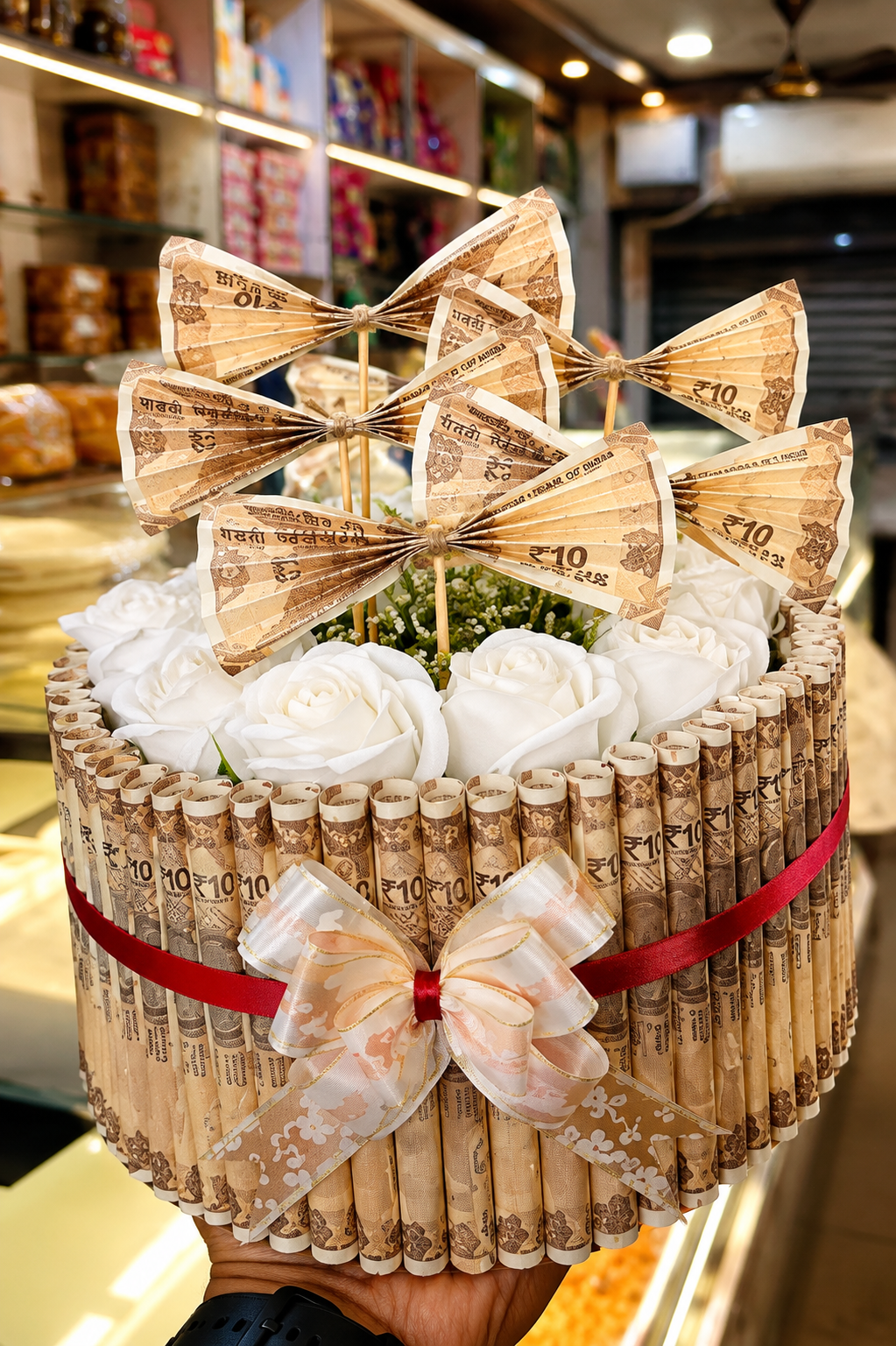 Money Bouquet Cake – ₹10 Note Rose Bouquet