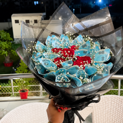 Money Bouquet with Red Roses & ₹50 Notes