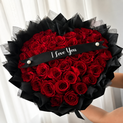 Premium Red Rose Heart Bouquet – “I Love You”
