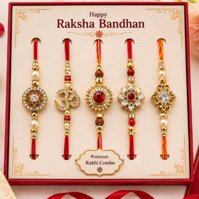 Premium Rakhi Combo – Set of 5