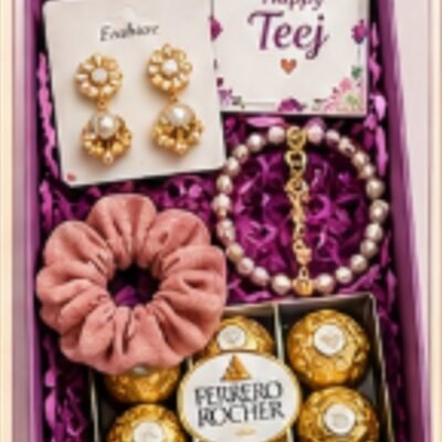 Teej Pearl Jewellery & Chocolate Gift Hamper | Feeling Celebration