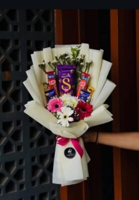 Premium Dairy Milk Chocolate & Mixed Flower Bouquet | Feeling Celebration