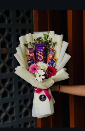 Premium Dairy Milk Chocolate & Mixed Flower Bouquet